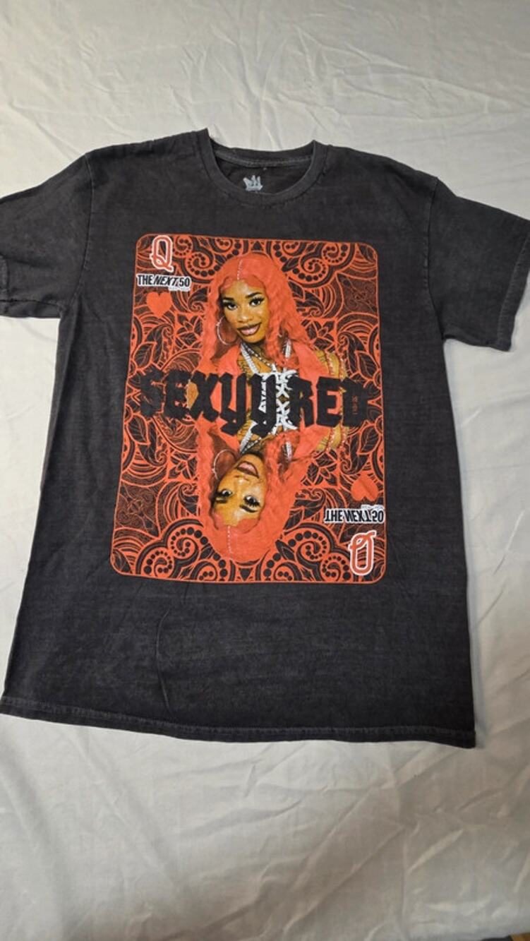 Sexyy Red Graphic T Shirt The Next 50 Hip Hop Tee Black Acid Wash Womens S